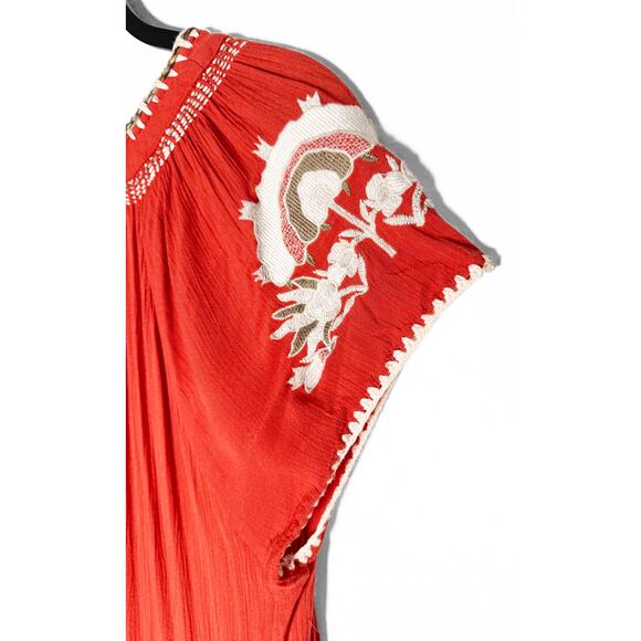 Free People Women's Ticket Paradise Boho Maxi Dress Gauzy Embroidered Tiered XS - Picture 8 of 11